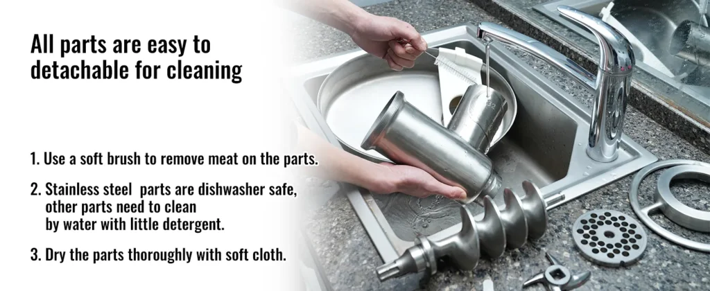 Explicacion de la facilidad de lavado de la picadora VEVOR de 450Kg/H